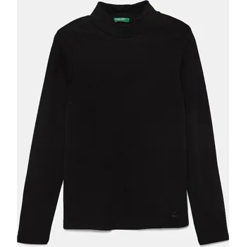 Chlapecké tričko Dětské bavlněné tričko s dlouhým rukávem United Colors of Benetton černá barva, s pologolfem, 3AOUC201O 3AOUC201O.G.Repro.9BYH 99X, vel. 122