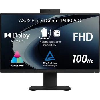 Stolní počítač ASUS ExpertCenter P4 AiO / i5-13420H/ 8GB/ 512 GB SSD/ Intel UHD/ 23,8"FHD,matný/ W11P EDU/ kbd+myš/ černý