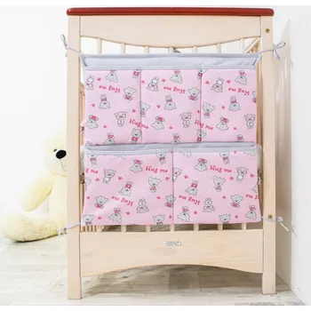 Příslušenství pro dětskou postel a kolébku ESITO | Kapsář na postýlku Teddy bears Pink - růžová / 53 x 53 cm