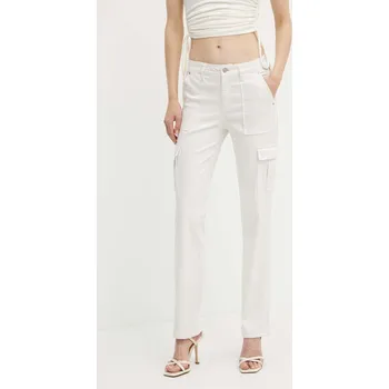 Dámské kalhoty Kalhoty Guess dámské, šedá barva, jednoduché, high waist, W4RB59 W93CL W4RB59.W93CL 90J, vel. XS