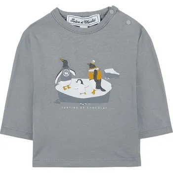 Chlapecké tričko Dětské bavlněné tričko s dlouhým rukávem Tartine et Chocolat s potiskem, TZ10101 TZ10101.80.94 modrá 50X, vel. 94