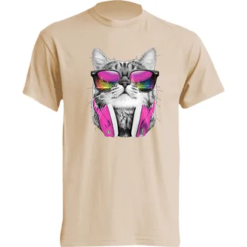 levne-bavlnene-tricko-potisk-kocka-sluchatka Barva: Lime stone - krémová, velikost: XS