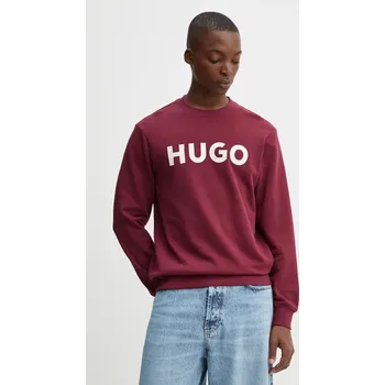 Pánská mikina Bavlněná mikina HUGO pánská, červená barva, s potiskem 50477328 92X, vel. L