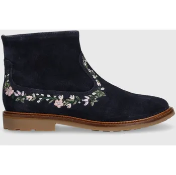 Dámské kozačky Dětské semišové boty Pom D'api SISTER BRODI tmavomodrá barva P1EHDZ0402.31.34 59X, EUR 31