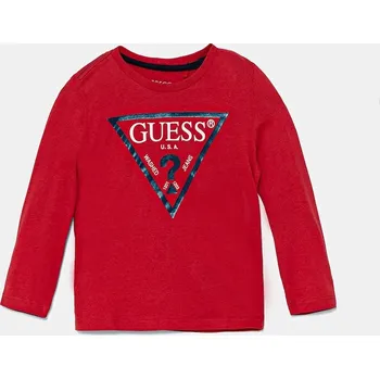 Chlapecké tričko Dětské tričko s dlouhým rukávem Guess červená barva, s potiskem N84I24.K8HM0 33X, vel. 98