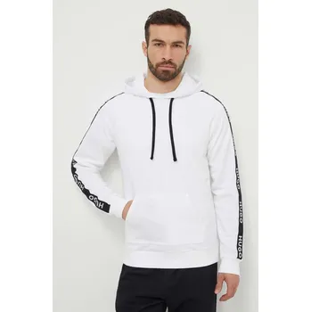 Dámská mikina Bavlněná mikina HUGO bílá barva, s kapucí, s aplikací, 50497003 00X, vel. XL