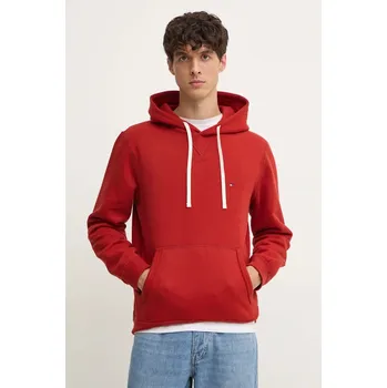 Pánská mikina Mikina Tommy Hilfiger pánská, červená barva, s kapucí, hladká, MW0MW37230 33X, vel. S
