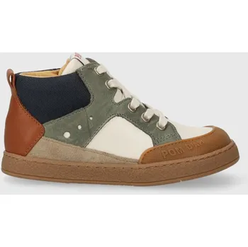 Chlapecké tenisky Dětské kožené sneakers boty Pom D'api MOUSSE BUMP P1PICA0406.19.23 zelená 78X, EUR 20