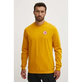 Pánská mikina Bavlněná mikina Fjallraven 1960 Logo Badge Sweater pánská, žlutá barva, s aplikací, F87163 F87163.161 11X, vel. M