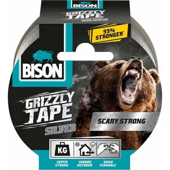 Lepicí páska BISON lepicí páska GRIZZLY TAPE 10 m stříbrná