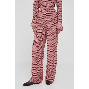 Dámské kalhoty Kalhoty Sisley dámské, růžová barva, jednoduché, high waist 4UTSLF03T.61R 30X, vel. 34