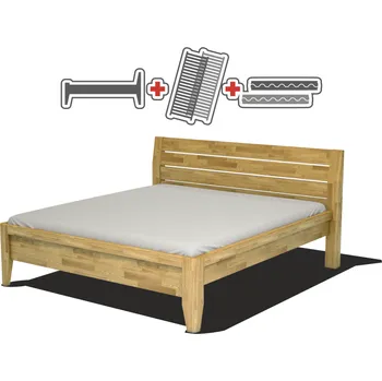 Postel Komplet masivní postele s matracemi a rošty 200x180, Nicolas dvoulůžko (olej Cherry, jádrový buk), Viscoair Medium (Tencel), Villach S