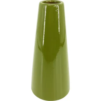 Váza Clay - II.jakost Zelená keramická váza Cora, 11,5x11,5x26 cm - olivová lesklá, II.jakost