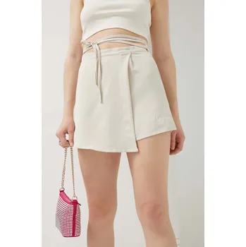 Dámské kraťasy Kraťasy Karl Kani dámské, béžová barva, vzorované, medium waist 6113017 01X, vel. L