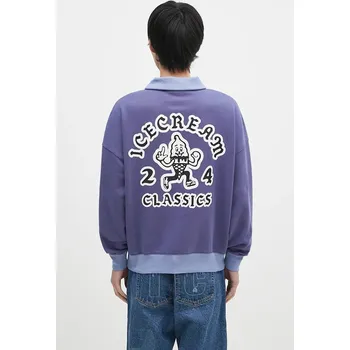 Pánská mikina Bavlněná mikina ICECREAM Cone Man Quarter Zip pánská, fialová barva, s potiskem, IC24332 49X, vel. XL