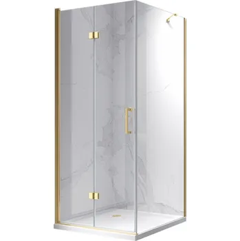 BPS-koupelny Čtvercový sprchový kout HYD-SK20D 100x100 zlatá/transparent - bez vaničky