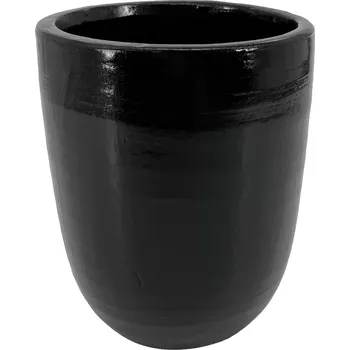 Váza Clay - II.jakost Černý keramický obal na květináč Sorel, 15x15x19 cm - lesklý, II.jakost