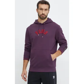 Pánská mikina Bavlněná mikina Puma Classics Play Paris Hoodie pánská, fialová barva, s kapucí, s aplikací, 626766 49X, vel. S