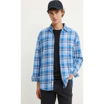 Pánská košile Bavlněná košile Tommy Jeans DM0DM19532 modrá 55X, vel. S