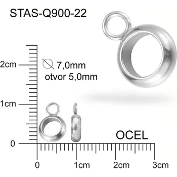 Materiál na výrobu šperku Kroužek s uzavřeným OČKEM CHIRURGICKÁ OCEL ozn.-STAS-Q900-22. velikost pr.7,0mm (kroužek) otvor 5,0mm