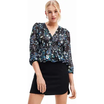 Dámská halenka Halenka Desigual 23WWBW06 WOMAN WOVEN BLOUSE LONG SLEEVE námořnická modř 59X, vel. M