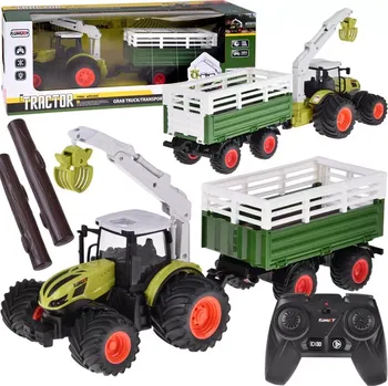 autíčko Dálkově ovládaný traktor s přívěsem a drapákem na klády
