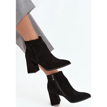 Dámské kozačky Dámské boty na podpatku se zlatým detailem Zazoo 3128 Barva: Černá, Velikost: 41