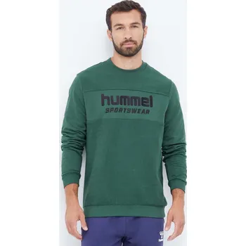 Pánská mikina Bavlněná mikina Hummel pánská, zelená barva, s aplikací 221309 79X, vel. S