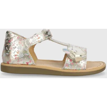 Dívčí sandály Dětské kožené sandály Shoo Pom zlatá barva O4NFAS0402.24.27 10Y, EUR 25