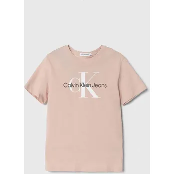 Pánské tričko Dětské bavlněné tričko Calvin Klein Jeans IU0IU00460.128.176.PPYH růžová 30X, vel. 176