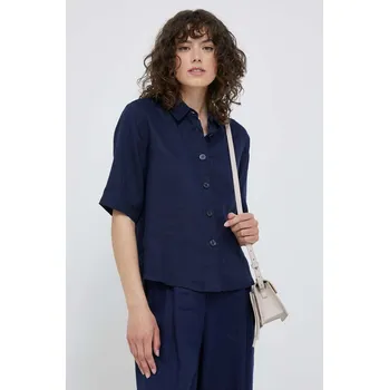 Pánská košile Plátěná košile United Colors of Benetton tmavomodrá barva, relaxed, s klasickým límcem 5BML5QB75.252 59X, vel. XL