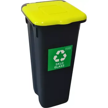 Odpadkový koš Odpadkový koš na tříděný odpad Flap Bin černý 20 l, zelené víko - sklo
