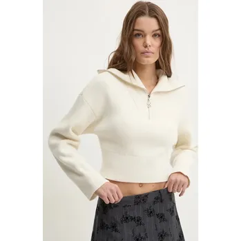 Dámský svetr Svetr z vlněné směsi HUGO dámský, béžová barva, 50522545 01X, vel. L