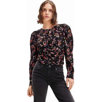 Dámská halenka Halenka Desigual dámská, černá barva, vzorovaná 23WWBW36 99X, vel. XL