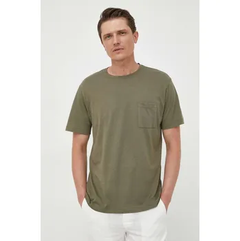 Pánské tričko Bavlněné tričko United Colors of Benetton zelená barva 3P7XU105T.1Z9 77X, vel. S