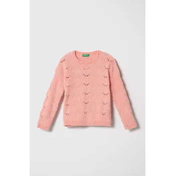 Dívčí svetr Dětský svetr United Colors of Benetton růžová barva, lehký 16CLG100G.P.SEASONAL 30X, vel. 82