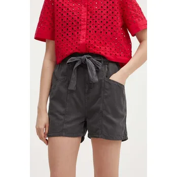 Dámské kraťasy Kraťasy Pepe Jeans VALLE dámské, šedá barva, hladké, high waist, PL801097 90X, vel. XL