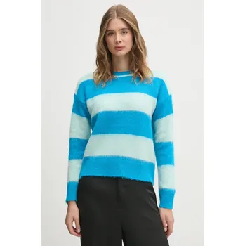 Dámský svetr Svetr z vlněné směsi United Colors of Benetton dámský, modrá barva, lehký, 1026E10BS 55X, vel. M