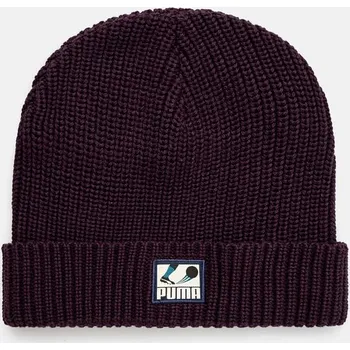 Čepice Bavlněná čepice Puma Classics Graphic Short Beanie fialová barva, 025680 93X, vel. ONE SIZE