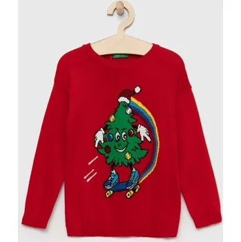 Dívčí svetr Dětský svetr United Colors of Benetton červená barva, lehký 1070H100J.P 33X, vel. 82