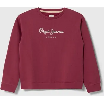 Chlapecká mikina Dětská bavlněná mikina Pepe Jeans vínová barva, s potiskem PG581317 83X, vel. 176