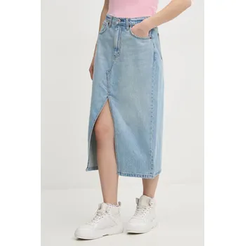 Dámská sukně Džínová sukně Abercrombie & Fitch modrá barva, midi, pouzdrová, KI143-3206 KI143.3206.270 55X, vel. 29