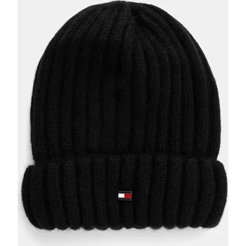 Čepice Vlněná čepice Tommy Hilfiger černá barva, AM0AM12798 99X, vel. ONE SIZE
