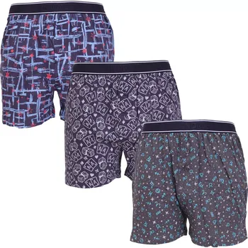 Trenýrky 3 Pack pánských bavlněných trenek Andrie PS 5950 navy, tmavě šedá, tyrkys - velikost 3XL