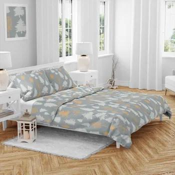 Povlečení Top textil Vánoční bavlněné povlečení Stromky šedé 140x200, 70x90 cm (016)
