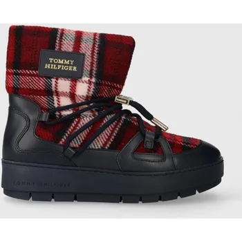 Dámská zimní obuv Sněhule Tommy Hilfiger TARTAN SNOWBOOT tmavomodrá barva, FW0FW07612 59X, EUR 39