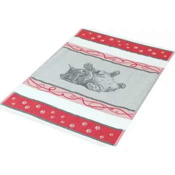 Utěrka Kuchyňská utěrka bambus červená, Kotě a tlapky (Kuchyňské utěrky s kočkou, kočka)