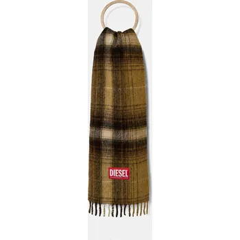 Šála Šátek z vlněné směsi Diesel S-BESTRO hnědá barva, vzorovaný, A15117.0HNAK 88X, vel. ONE SIZE