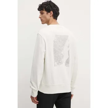 Pánská mikina Bavlněná mikina Calvin Klein Jeans pánská, béžová barva, s potiskem, J30J326790 01X, vel. S