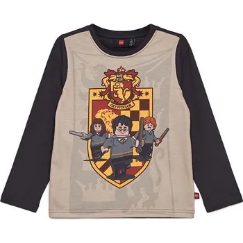 Chlapecké tričko Dětské bavlněné tričko s dlouhým rukávem Lego černá barva, s potiskem 12011122 99X, vel. 152